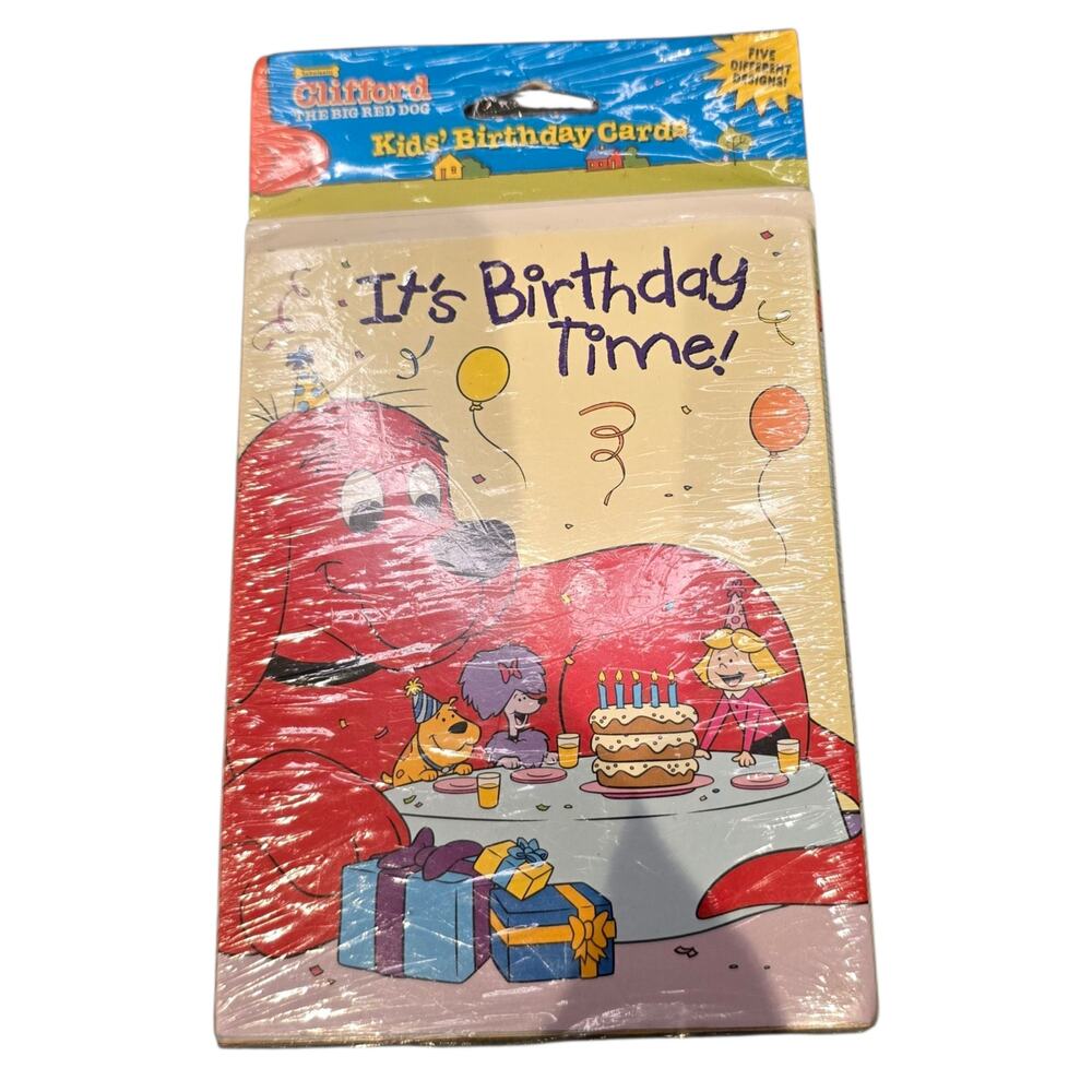 New Vintage 2002 Y2K Clifford the Big Red Dog Birthday Cards Deadstock PBS 5 Set
